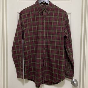 LL Bean Traditional Fit Wrinkle Free Button Down Plaid Long Sleeve Men's Medium‎